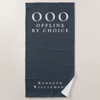 Serviette De Plage Drôle personnalisé bleu marine blanc OOO minimalis