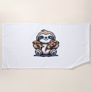Serviette De Plage Drôle Sloth mangeant Pizza, Amoureux des animaux K