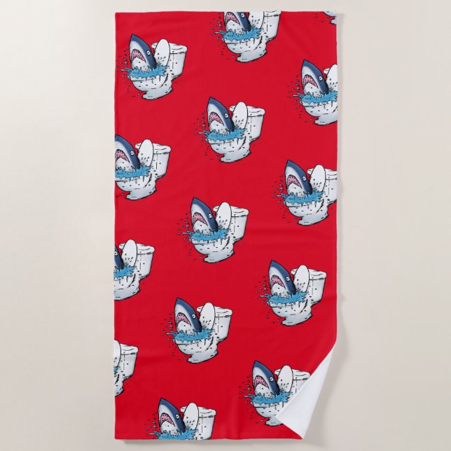 Serviette De Plage Drôle Toilette Shark Illustration (Devant)