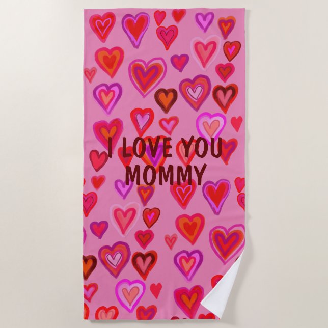 Serviette de plage du coeur rouge (Devant)