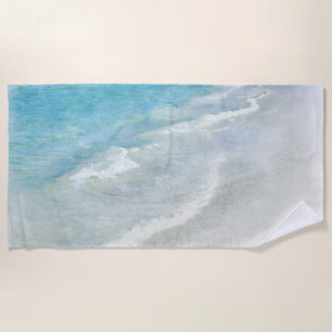 Serviette De Plage Eau couleur sable blanc - Aqua Turquoise Turquoise