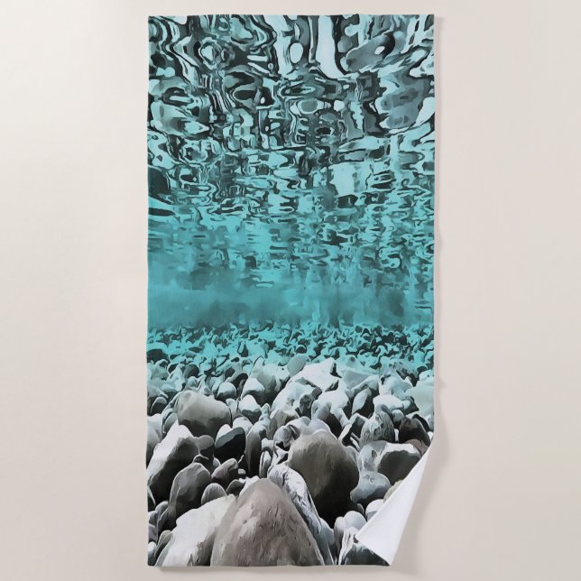Serviette De Plage Eaux peu profondes Art Artistique Egéen (Devant)