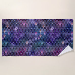 Serviette De Plage Écaille de dragon ombrée violette scintillante et