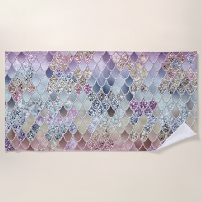 Serviette De Plage Échelle de Parties scintillant de sirène d'été #13 (Devant)