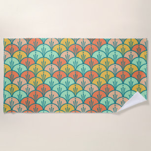 Serviette De Plage Echelle de poisson géométrique moderne et colorée