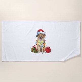 Serviette De Plage Éclairage Noël Chapeau Kangal Berger Chien Christ