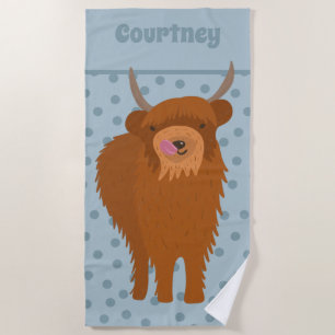 Serviette De Plage Écossais Highland Cattle Cow Graphic Personnalisé