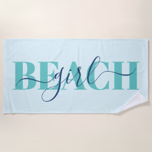 Serviette De Plage Écriture typographie moderne bleu sarcelle citatio