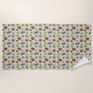 Serviette De Plage Écureuils, lapins et oiseaux