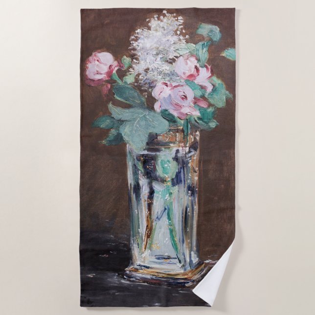 Serviette De Plage Edouard Manet - Fleurs dans un Vase de Cristal (Devant)