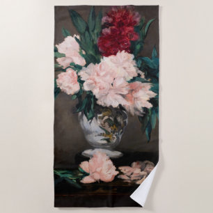 Serviette De Plage Edouard Manet - Vase de pivoines sur petit piédest