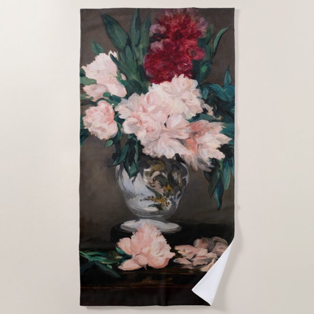 Serviette De Plage Edouard Manet - Vase de pivoines sur petit piédest (Devant)