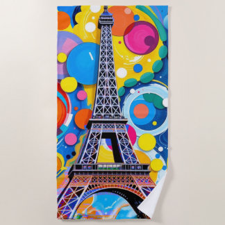 Serviette De Plage Eiffel Tower Pop Art