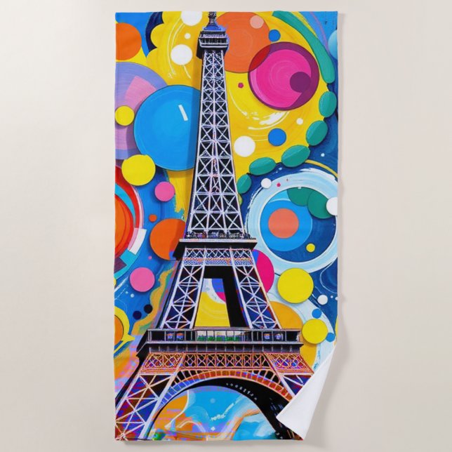 Serviette De Plage Eiffel Tower Pop Art (Devant)