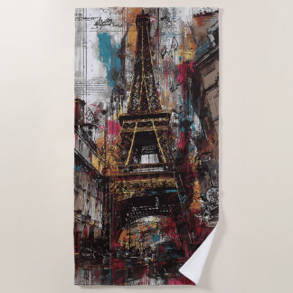 Serviette De Plage Eiffel Tower Street Art Paris Urban Graffiti 