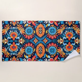Serviette De Plage Élégance Florale Bohème Colorée : Mandala Vibrant