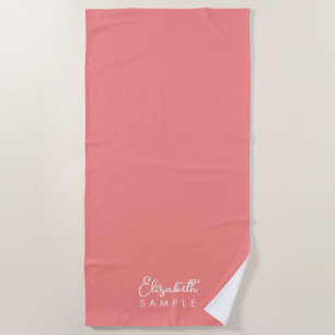 Serviette De Plage Élégant Apricot Modèle Typographie Nom Meilleur