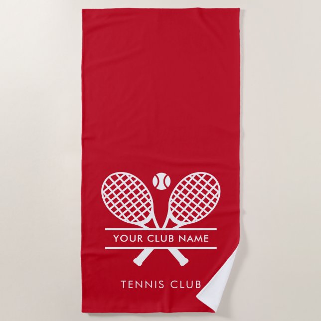 Serviette De Plage Elégant Club de sport Nom Tennis Red Team (Devant)