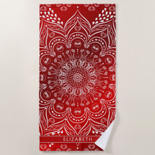 Serviette De Plage Élégant Mandala Red