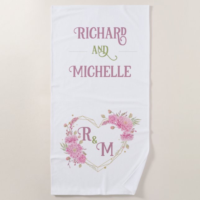 Serviette De Plage Élégant minimum Chic Nom de monogramme de la lettr (Devant)