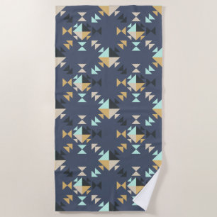 Serviette De Plage Elégant Motif géométrique en Mint, Gold et Black