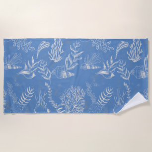 Serviette De Plage Elégant océane bleu toile