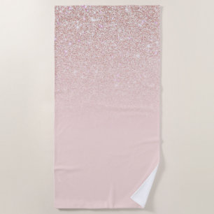 Serviette De Plage Elégant Rose Gold Pink Parties scintillant Ombre