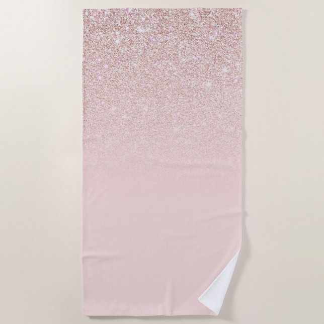 Serviette De Plage Elégant Rose Gold Pink Parties scintillant Ombre (Devant)