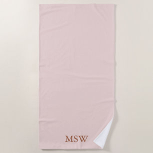 Serviette De Plage Élégant rose vif monogramme personnalisé initiales