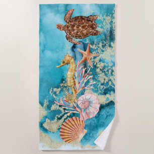 Serviette De Plage Elégante Sea Life Ocean Beach