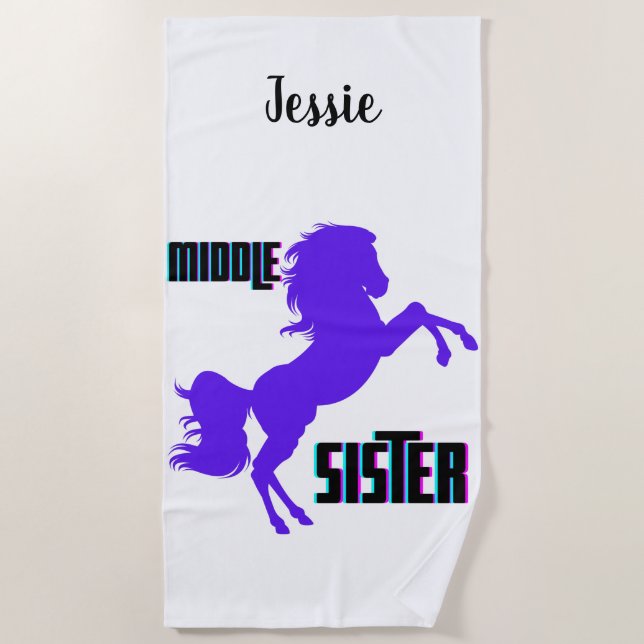 Serviette De Plage Élevage de pony pourpre de soeur moyenne (Devant)