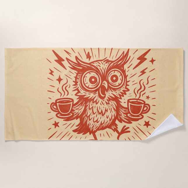 Serviette De Plage Élevé à la caféine et aux émotions (Devant)