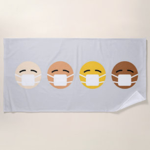 Serviette De Plage Emoji Masqué Visages Masque Haut COVID