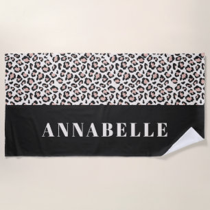 Serviette De Plage Empreinte de léopard de la typographie initiale ro