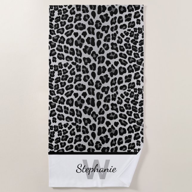 Serviette De Plage Empreinte de léopard de neige (Devant)