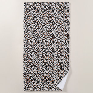 Serviette De Plage Empreinte de léopard noir blanc Peach        