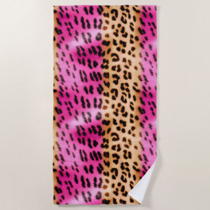 Serviette De Plage Empreinte de léopard or rose