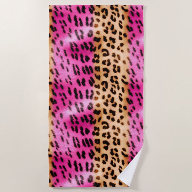 Serviette De Plage Empreinte de léopard or rose (Devant)
