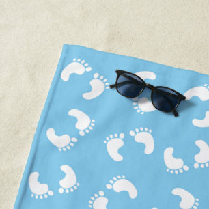 Serviette De Plage Empreintes bébé, Pied bébé, Marches, Bleu, Garçon