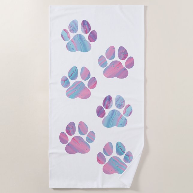 Serviette De Plage Empreintes de pattes de chiens - Fils de peinture  (Devant)