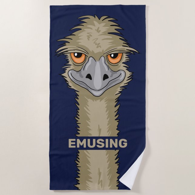 Serviette De Plage Emuser Funny Emu Pun (Devant)