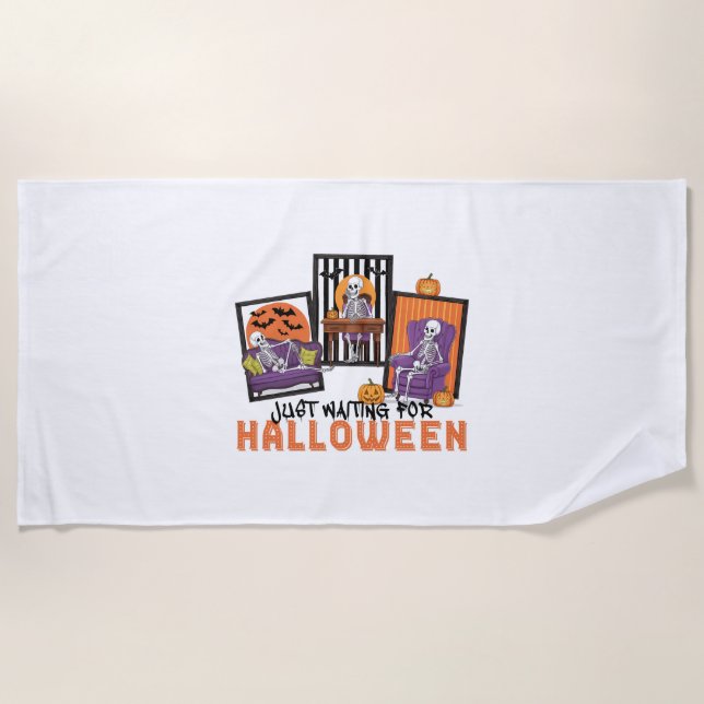 Serviette De Plage En attente des vidéos d'automne d'Halloween (Devant)