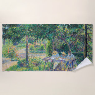 Serviette De Plage Enfants attablés dans le jardin Camille Pissarro