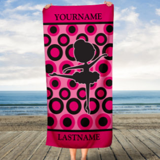 Serviette De Plage Enfants de ballet rose et noir personnalisés
