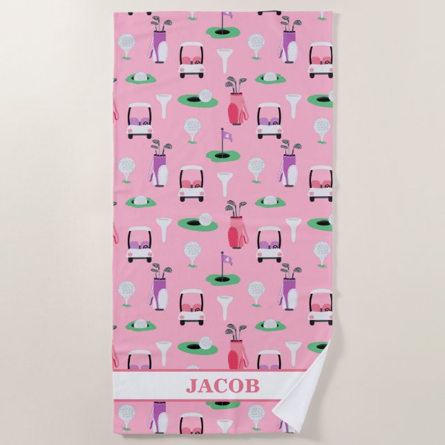 Serviette De Plage Enfants Personnalisés Golfcart Golfcart Golfing Sp (Devant)