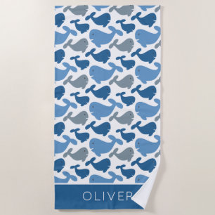 Serviette De Plage Enfants personnalisés mignons de baleine grise de