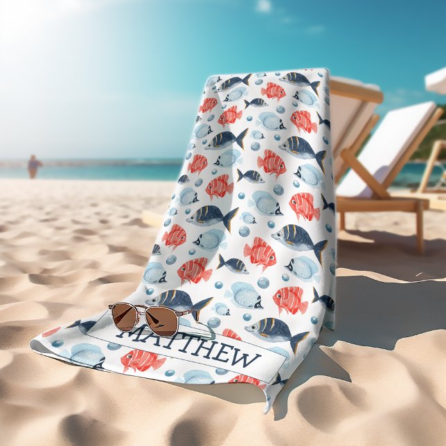 Serviette De Plage Enfants Personnalisés Sous La Mer (Créateur téléchargé)