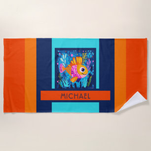 Serviette De Plage Enfants Poisson Coloré