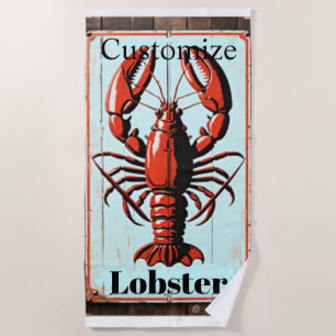 Serviette De Plage Enseigne vintage homard Thunder_Cove