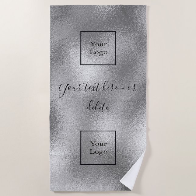 Serviette De Plage Entreprise logo argent noir (Devant)